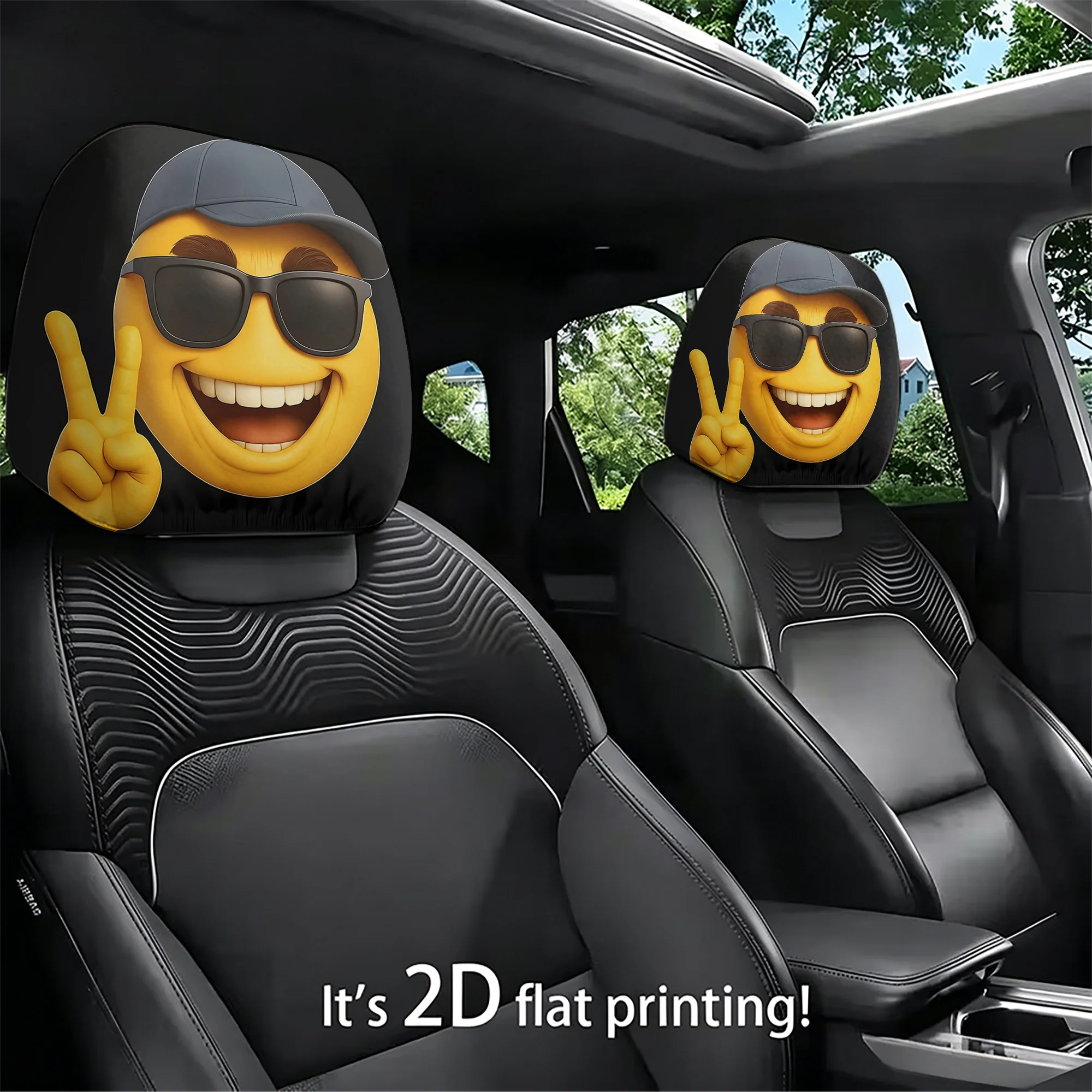 Interior Design Emoji - قطعتان من أغطية مساند الرأس للسيارة