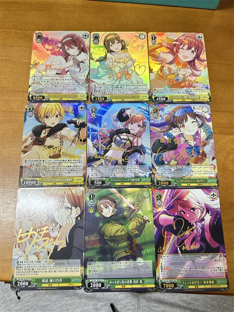 9pcs Anime Cute Kawaii Flash Cards SHINY FESTA Iori Minase Glitter Colour Foil Signed Flash Cards Classic Toy Collector Cards