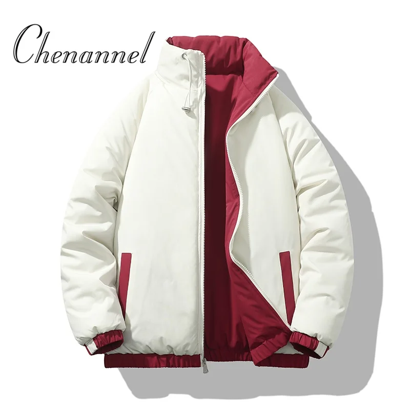 

New Autumn And Winter Double-sided Jacket Men's Stand-up Collar Striped Versatile Two-sided Coat