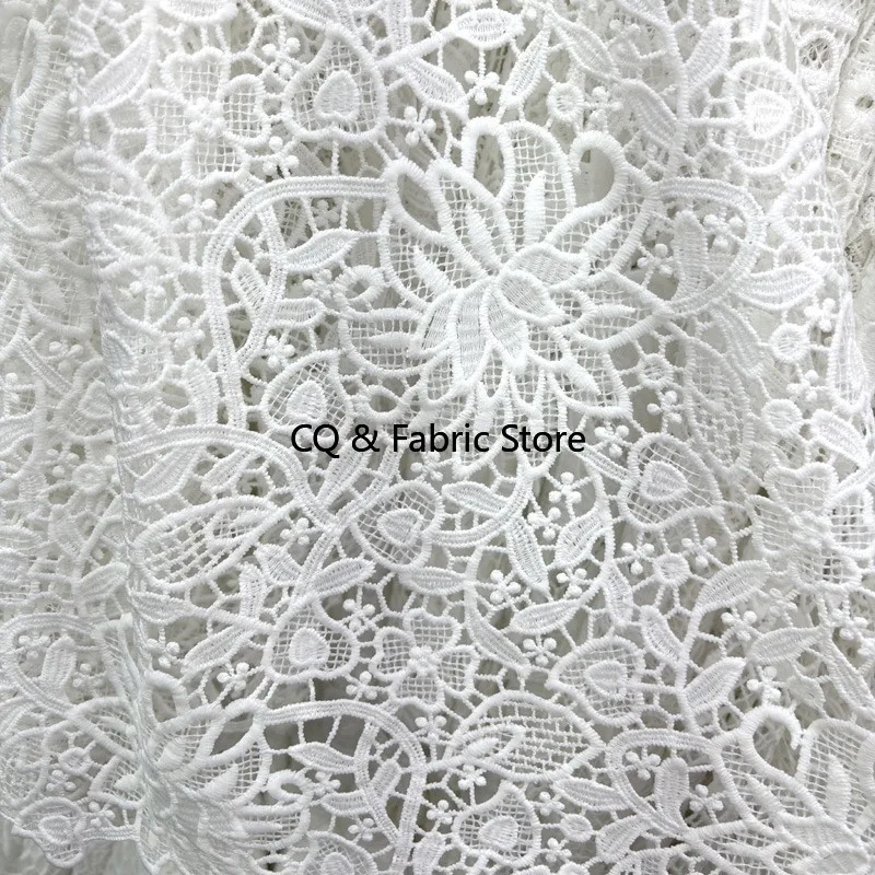 Water Soluble Milk Silk Lace Heart-shaped Hollow Embroidery Clothing Embroidered Lace Fabric Designer Fabric