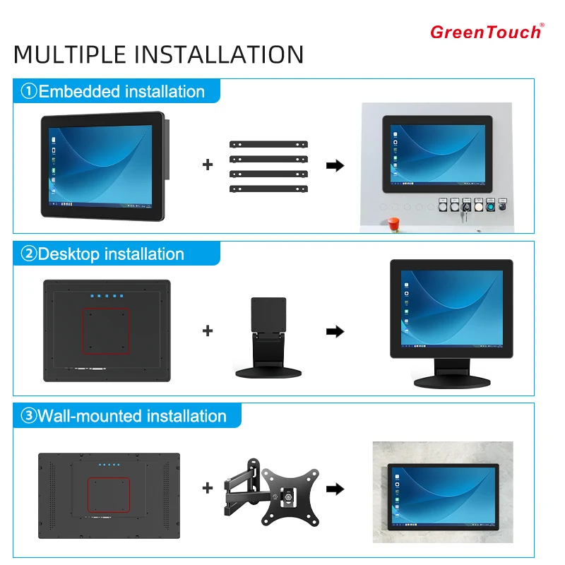 15 นิ้ว LCD PCAP หน้าจอสัมผัสแบบ Capacitive ฝังอุตสาหกรรม HD Touch Monitor แผง Mount Touchscreen Monitor