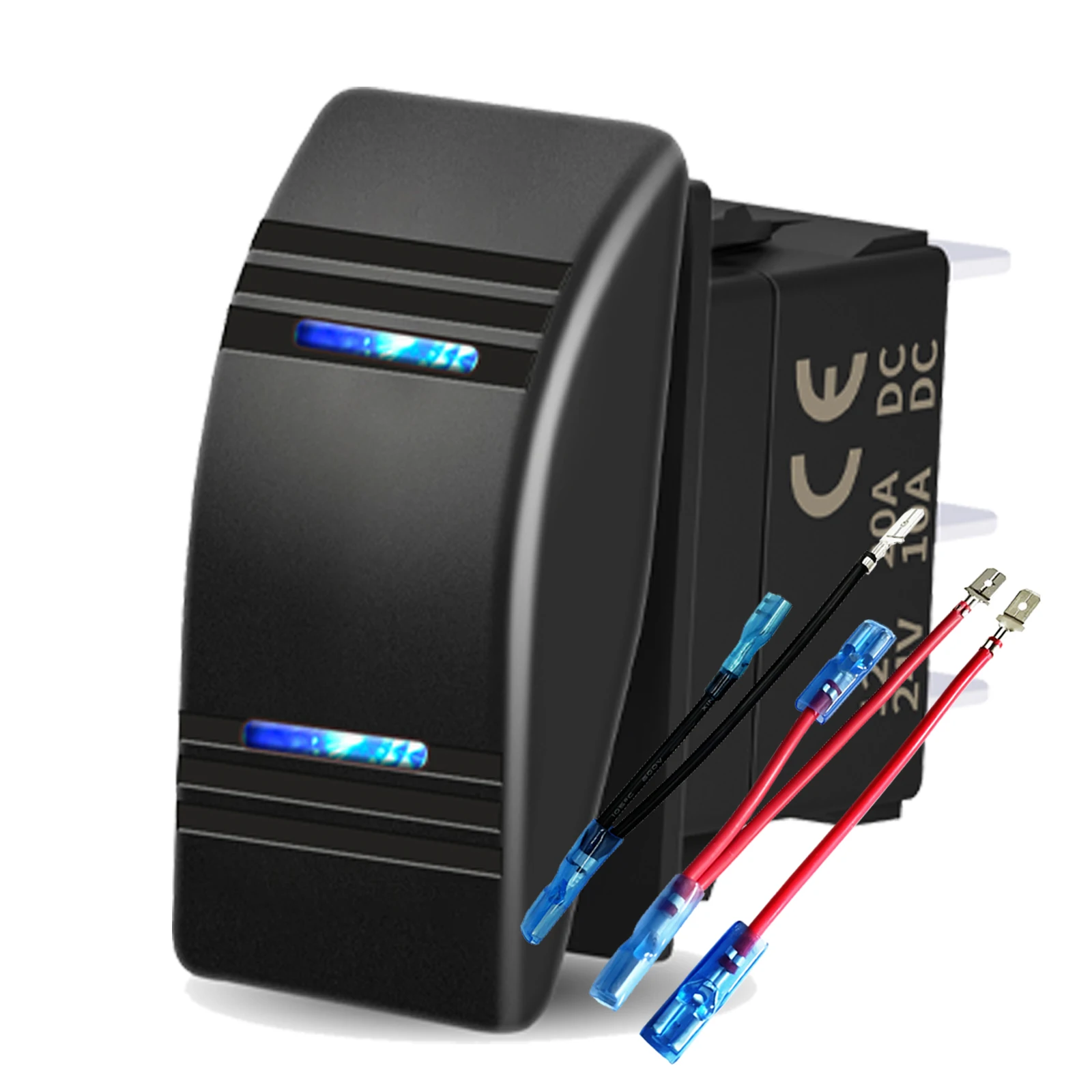 12V 20A Car Rocker Switch Momentary ON OFF Toggle Dual Blue LED Bar for Marine Boat 4x4 Can-Am ARB Carling Style