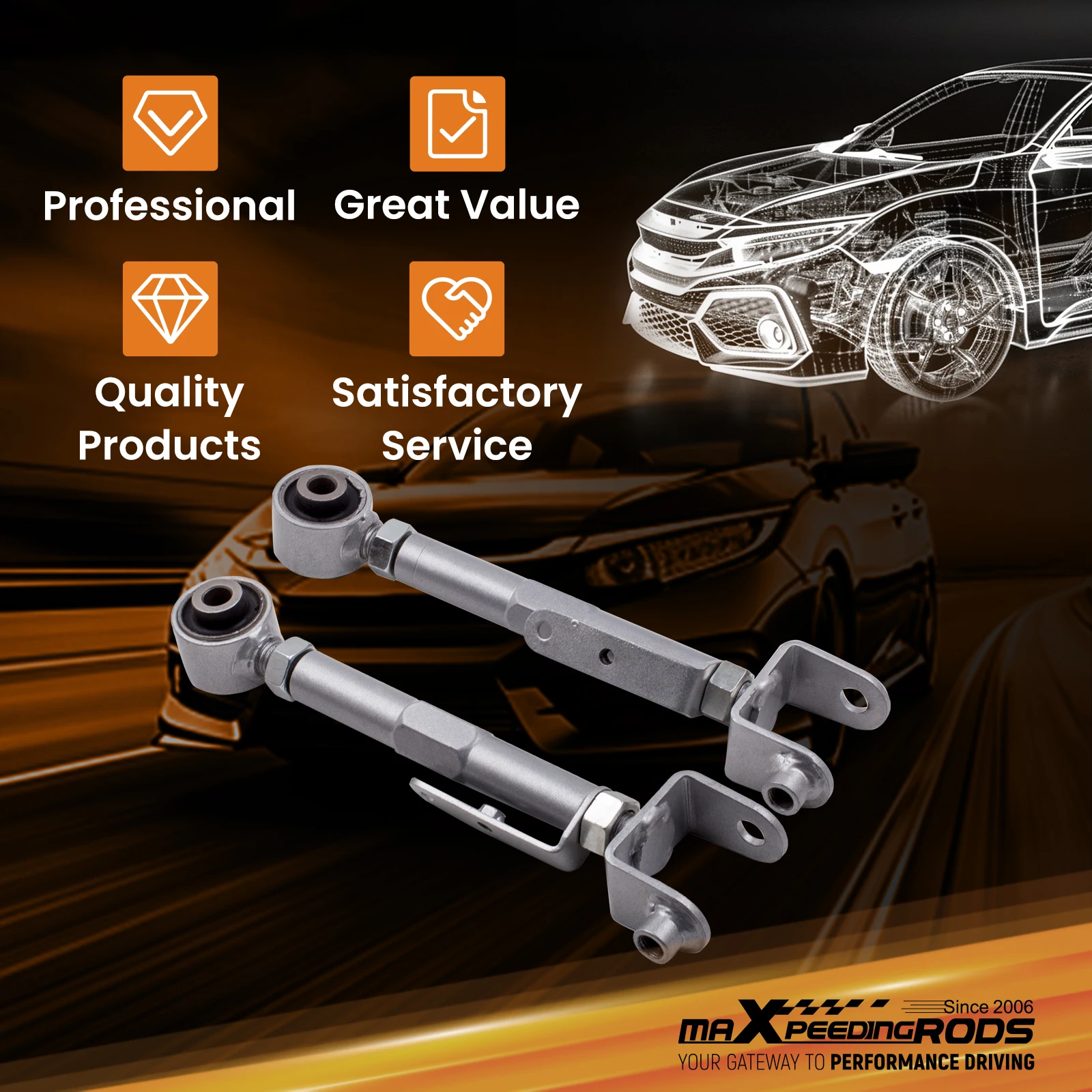2pcs Rear Adjustable Camber Control Arms Kit for Honda CRV 2002-2006 Element