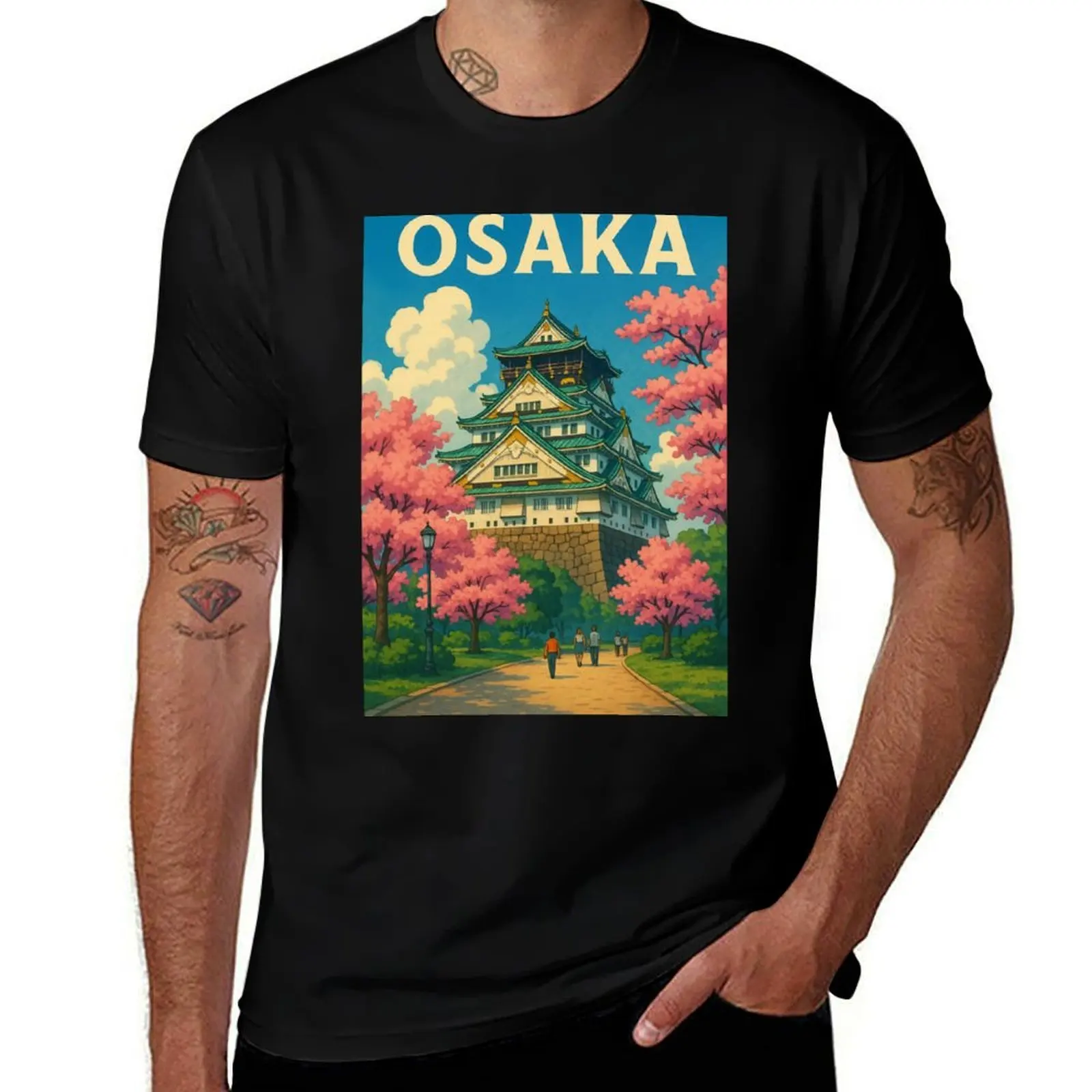 

Osaka Castle in Spring with Cherry Blossoms T-Shirt cute clothes man t shirt anime shirts men
