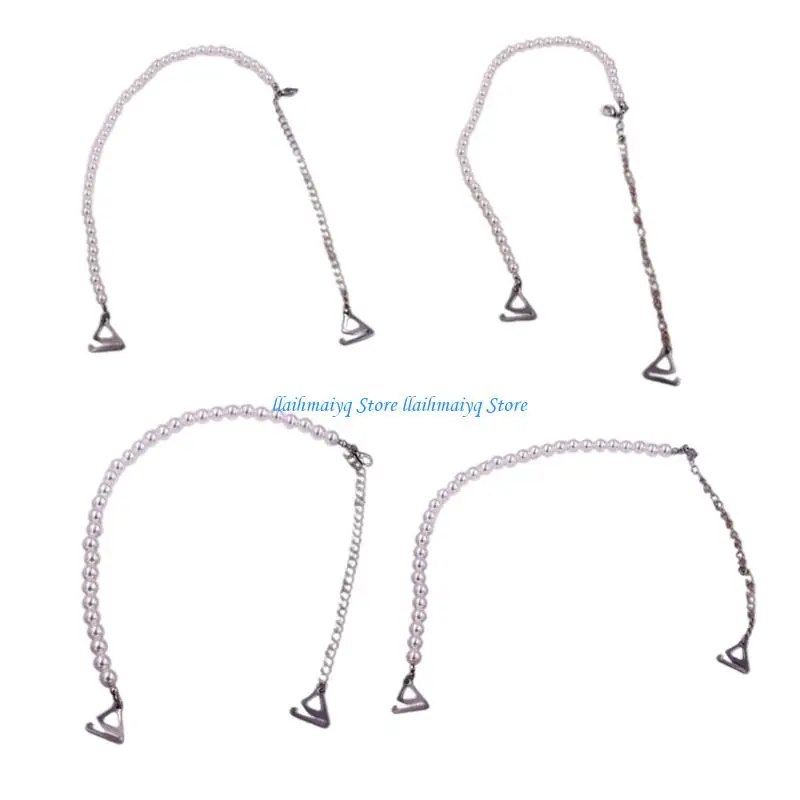 

573B Replacement Bra Straps Adjustable Pearls Invisible Shoulder Straps Chain Gift