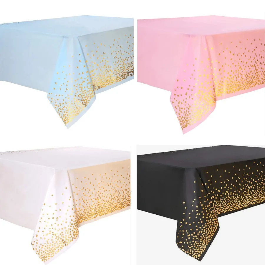 Hot stamping tablecloth, gold pink, blue, black dots, birthday parties, wedding parties, disposable PE tablecloth