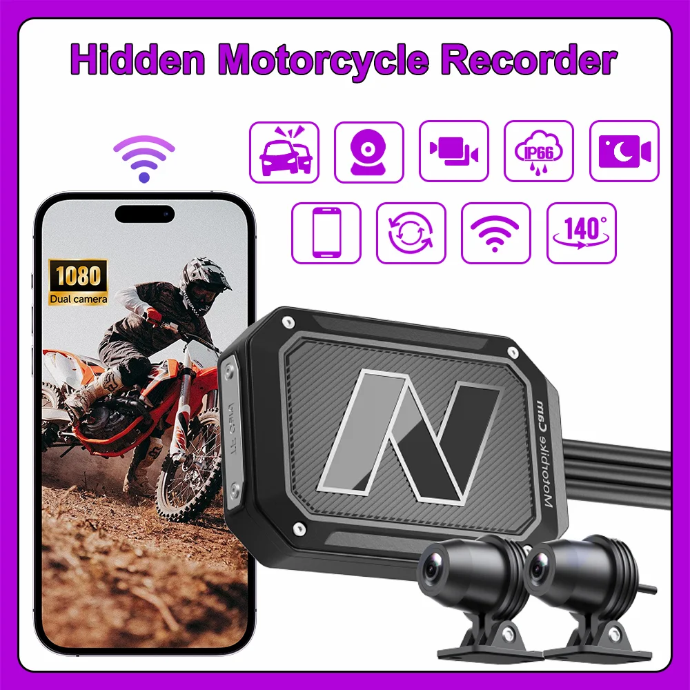 

Motorcycle Single 2K or Dual 1080P DVR Smart Connect Action Camera Recorder Front & Rearview WiFi Waterproof Motorcycle Dash Cam