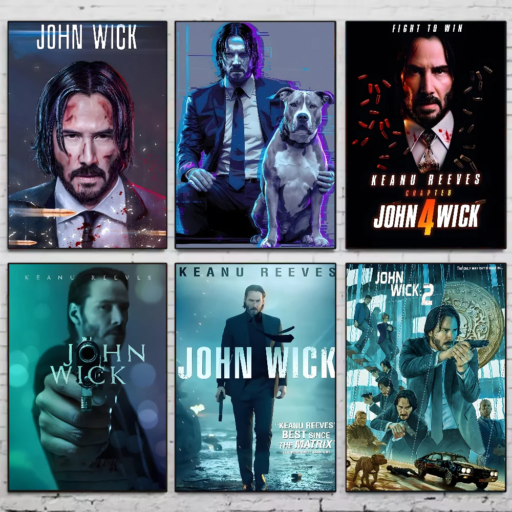 Película John Wick, póster de Keanu Reeves, arte HD, pared adhesiva, impermeable, hogar, sala de estar, dormitorio, bar, decoración estética