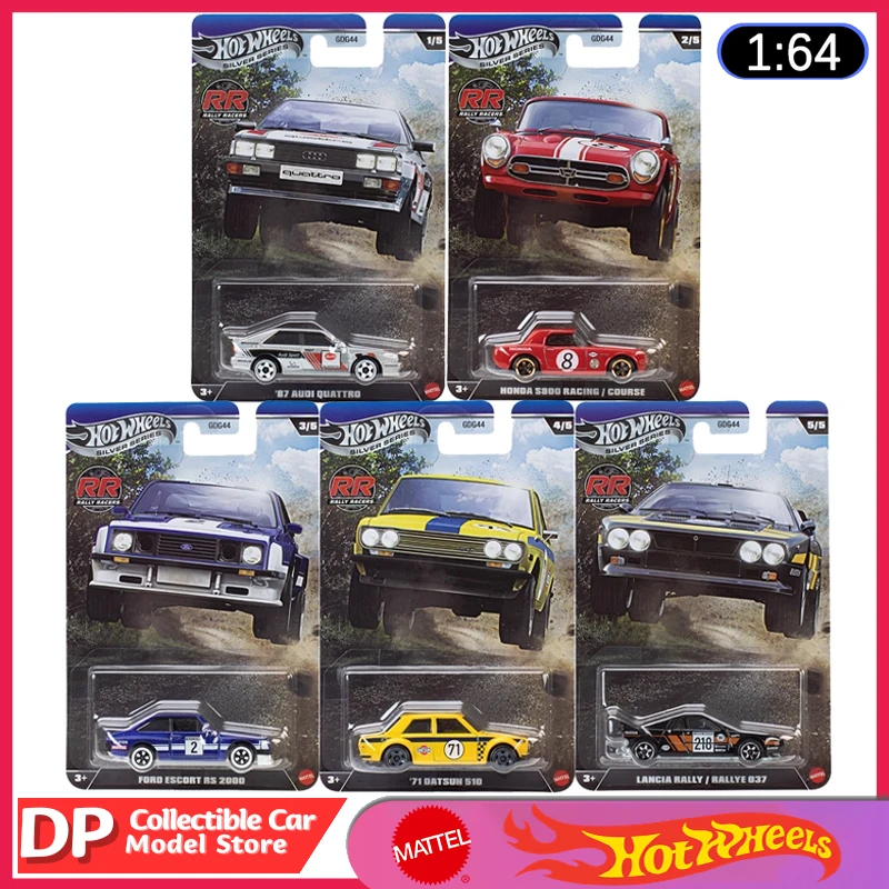 

2026 Hot Wheels Silver Label Series-Rally Racers Set Audi Quattro/Lancia Rally/Datsun и т. д. Коллекционная модель автомобиля из сплава GDG44R