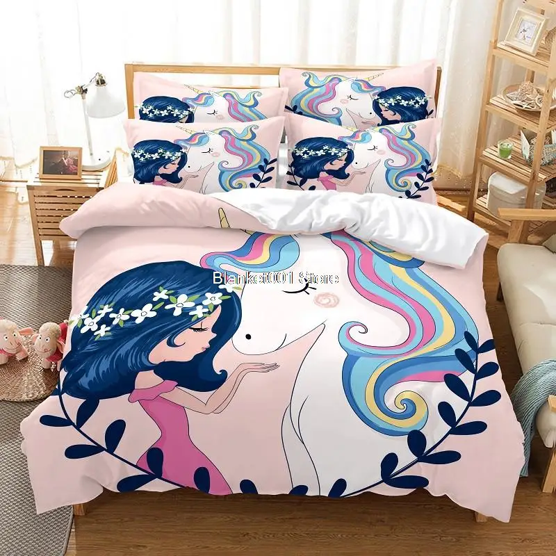 

Girls And Unicorns Bedding Set Duvet Cover Set 3d Bedding Digital Printing Bed Linen Queen Size Bedding Set Fashion Design