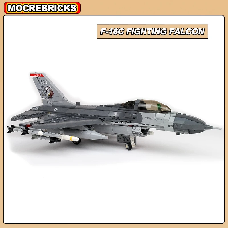 MOC Building Blocks Multi-purpose F-16C Superiority Fighter Military Battle Aircraft Technology Assembly Weapon Model Bricks Toy