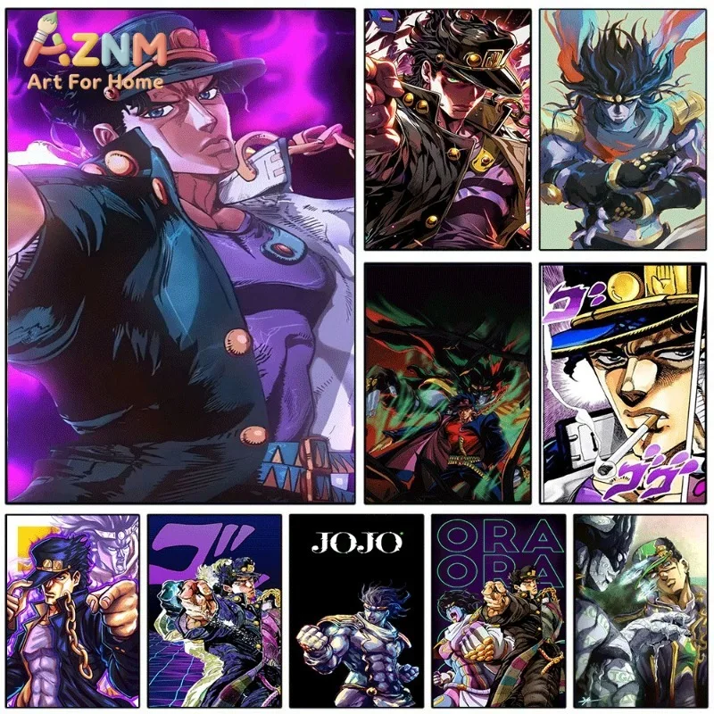 JoJo's Bizarre Adventure Kujo Jotaro Star Platinum Anime Canvas Wall Art Unframed Single Canvas Print Poster For Bedroom Living
