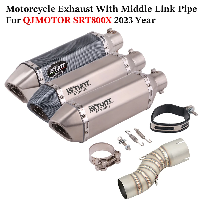 

Slip On For QJMOTOR SRT800X SRT 800X 2023 Year Motorcycle Exhaust System Escape Middle Link Pipe With Muffler Moto DB Killer