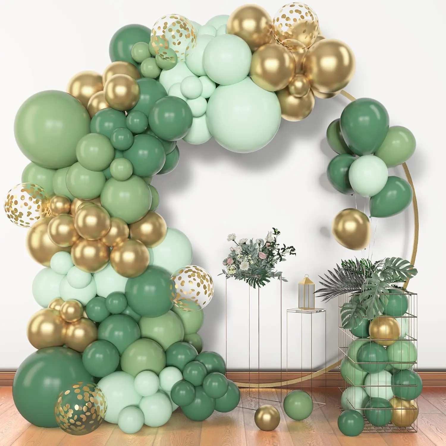147-teiliges graugrüne Latex-Ballon-Set, geeignet für Geburtstagsfeiern, Hochzeiten, Valentinstag-Party-Dekoration
