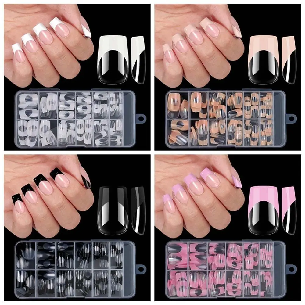 

120Pcs/set Full Cover Press On Nail Tips Square Coffin French False Fake Soak Off Gel Nail Extension Tips DIY Nail Accessories