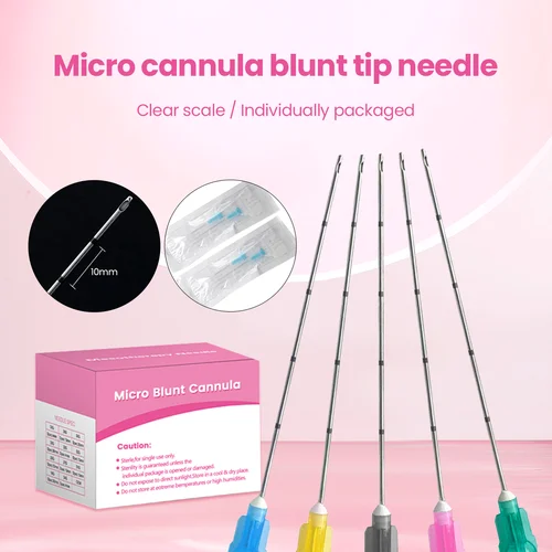 Microcánula de alta calidad, 18G, 20G, 21G, 22G, 23G, 25G, 27G, 30G, 38mm, 50mm, 70mm, esterilidad, puntas de cánula roma para herramientas de piezas de belleza