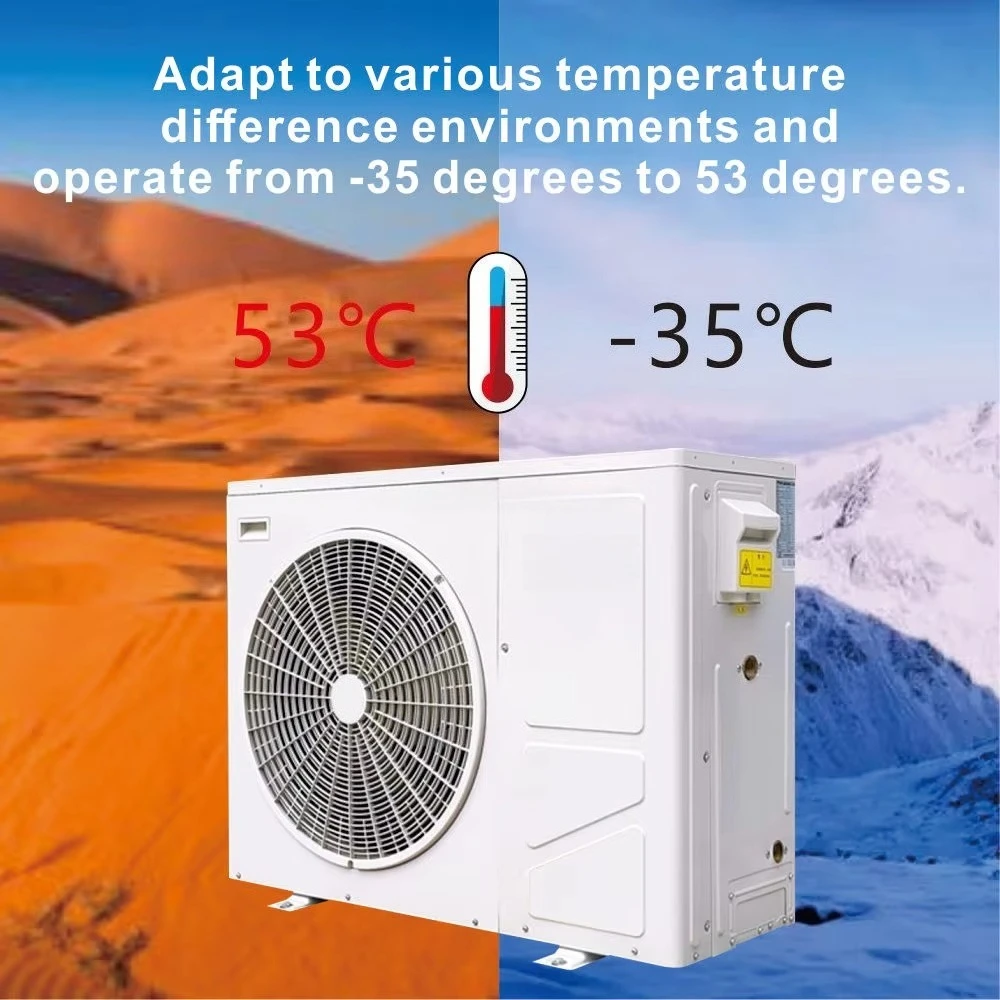 2HP 3HP T3 Inverter Central Air Conditioning Heat Pump Water Colder Wifi Control for +53℃ Hot Climate House Water Cooling