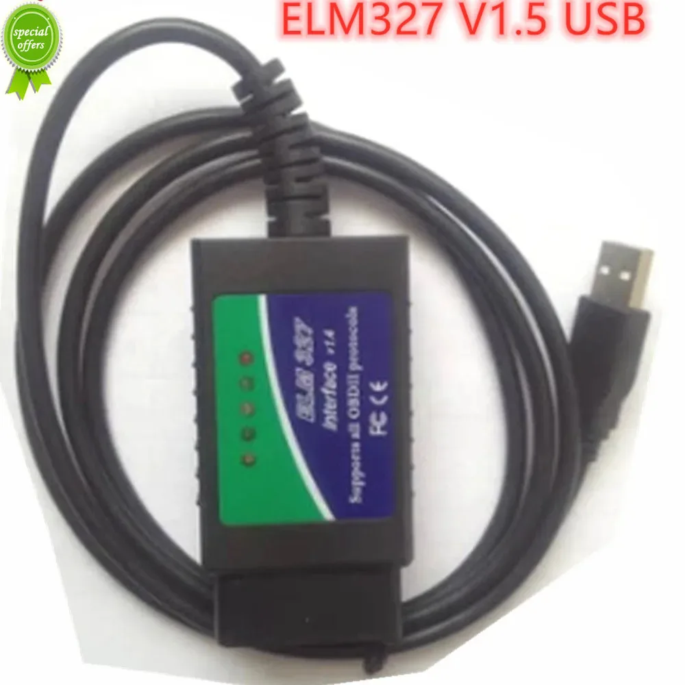 2024 ELM327 V1.5 USB OBD2 Support OBDII Protocols Test ELM 327 OBD Version 1.5 PC-based Scan Tool Car Diagnostic Code Reader