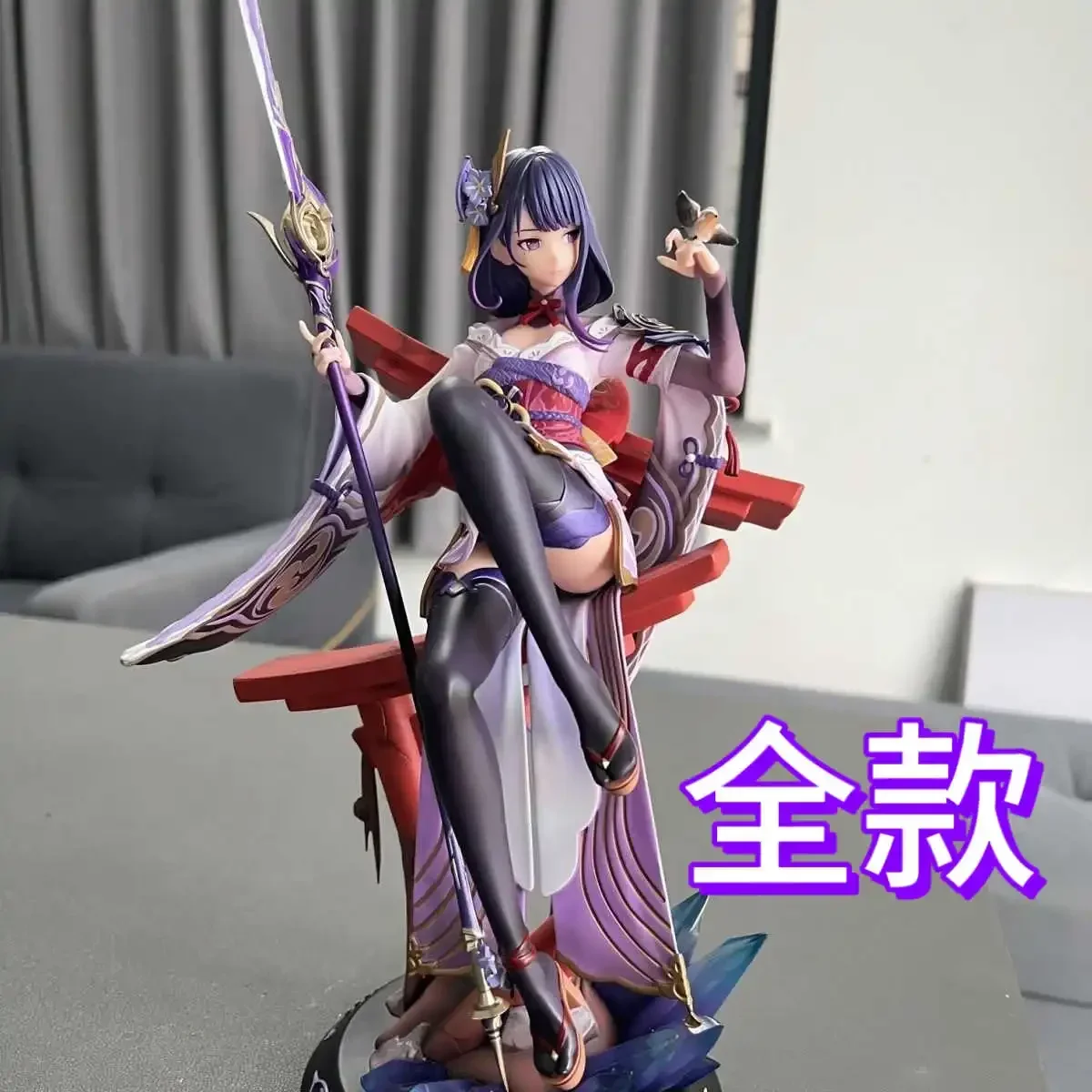 Novo 36cm genshin figura de impacto raiden shogun figuras beelzebul estatueta pvc sexy menina sentado postura coleção estátua brinquedo presente