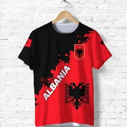 Albania Flag Men's T-shirt 3D Print Albanian National Emblem y2k Tops Short Sleeve O-Neck Oversized Sports Tee Shirts Clothing