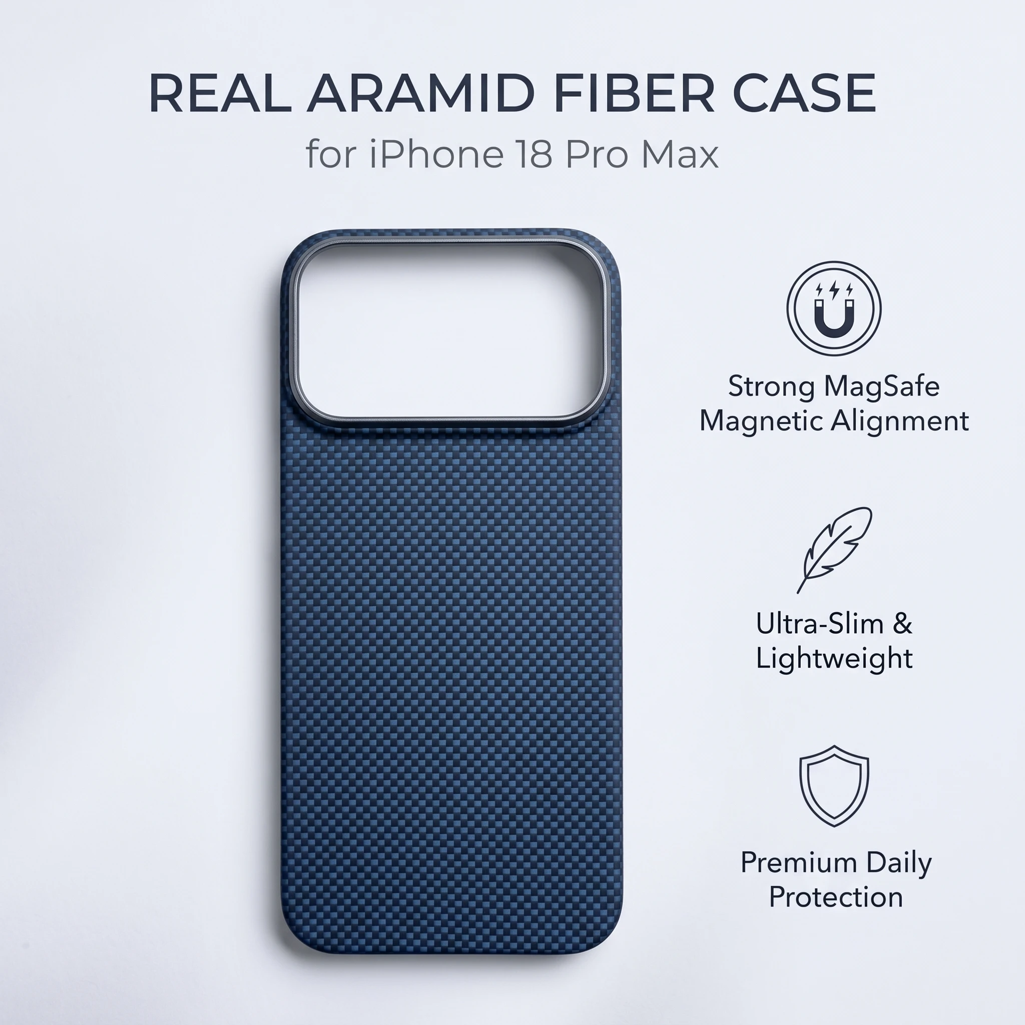 For iPhone18 Pro Case Real Aramid Fiber Cover Magnetic Ultra Slim Carbon Fiber Weave Business Hard Protective Shell 600D