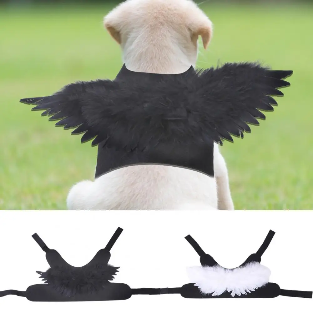 Excellent 2 Colors Easy-wearing Felt Cloth Pet Halloween Feather Wings Party Ornament Dog Angel Wings Enhance Atmosphere