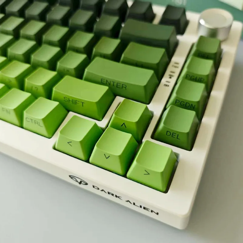 Matcha Green Side Engraved Gradient Translucent Keycaps 133 Keys Full Set of Material Mechanical Keyboard Accessories Keycaps