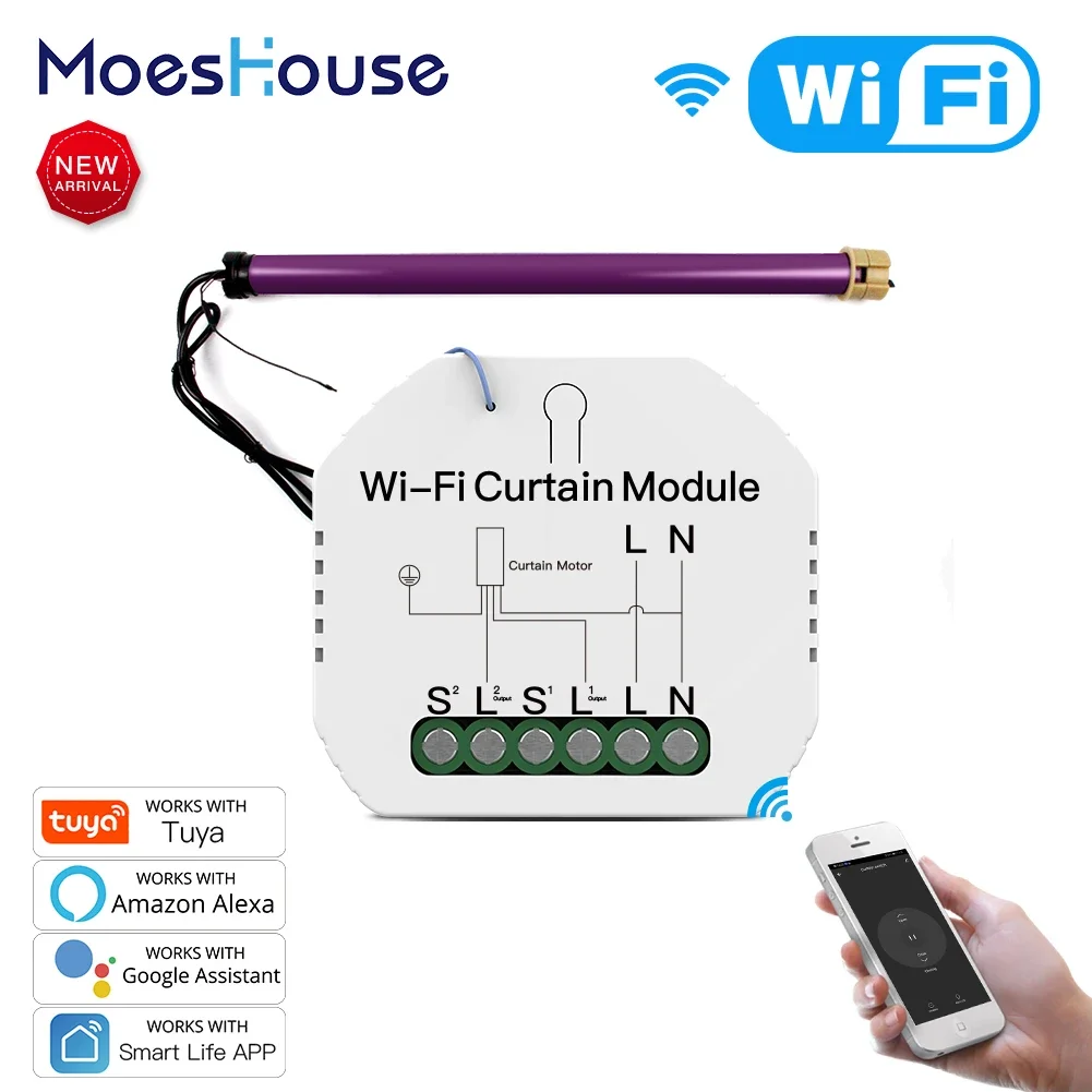 

Wi-Fi Mini Smart Curtain Switch Module Роликовые жалюзи Двигатель затвора Smart Life Tuya APP Дистанционное управление Работа с Alexa Google Home