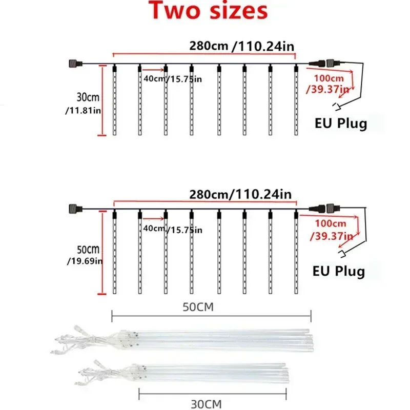 Luci da pioggia di meteoriti a LED per esterni che cadono la pioggia, luci da fata impermeabili per decorazioni natalizie da giardino per feste di Natale