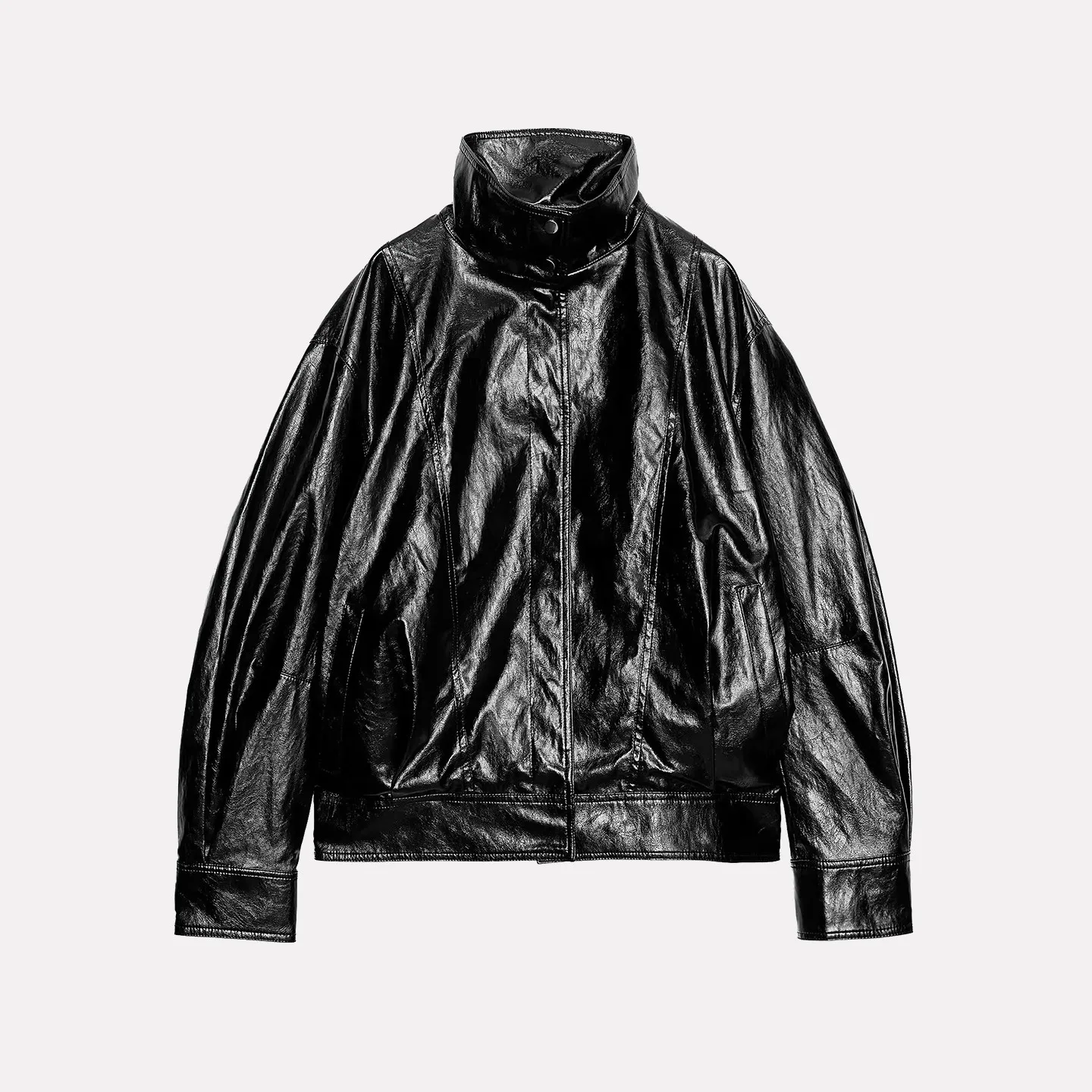 Abrigo de cuero informal Faion Pilot Jaet para mujer con ket otoño recién llegado transpirable cuello alto largo efecto Sve 3D