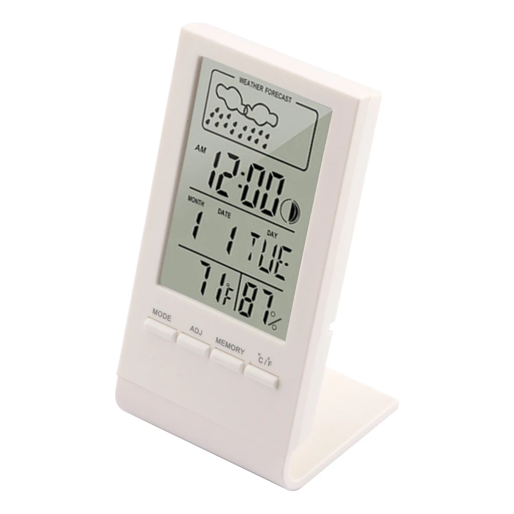 Mini Digital Thermometer Hygrometer Indoor Temperature Humidity Meter Gauge Clock Weather Station Forecast Max Min Value Display
