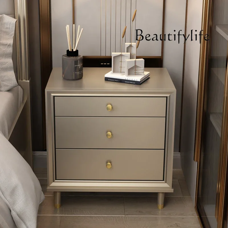 

yj5 Solid wood bedside table Locker Simple modern storage cabinet Household bedroom European white
