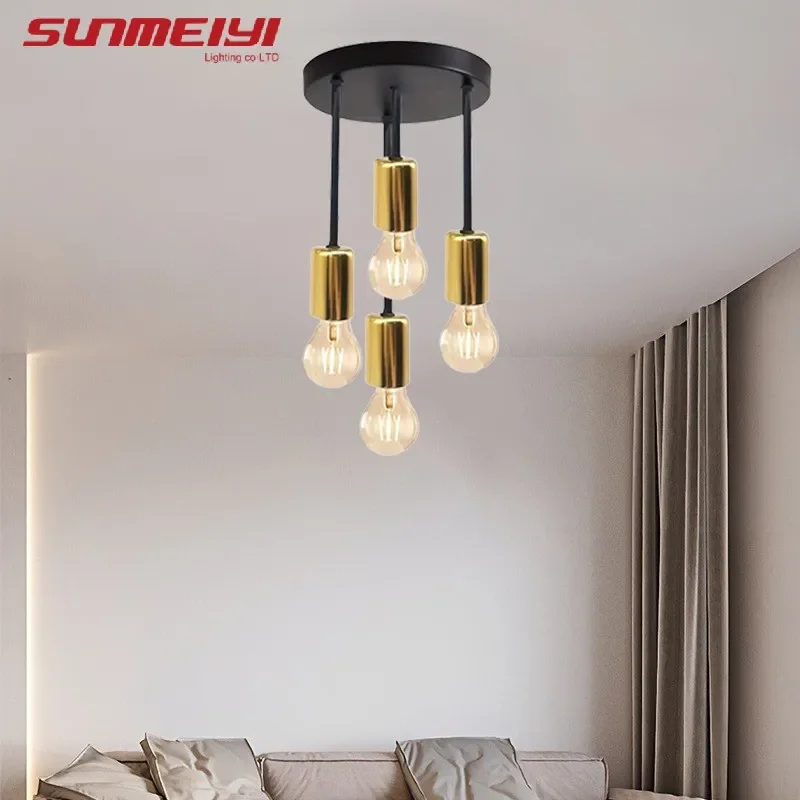 E27 Bulb Modern LED Ceiling Light Black - Energy Saving, Living Room, Bedroom, Kitchen, Easy Installation, Bulb