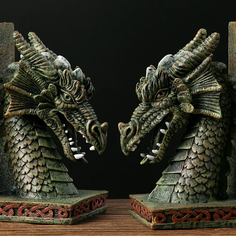 Decorative Bookends Dragons Book Ends Holder Heavy Stoppers Bookshelf Shelves to Hold Books Library Shelf Dividers Home Decor