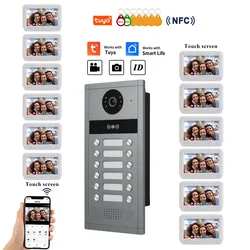 Tuya 2/3/4/5/6/8/10/12 Apartments Home Video Intercom with RIFD Access Contro Camera Video Door Phone 7 Inch Wifi Monitor