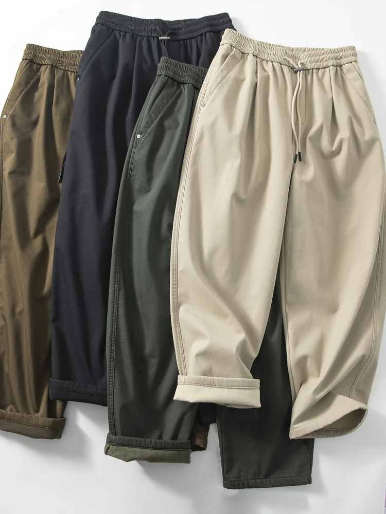 

Thiened Fce Warm Casual Pants Loose Straight Pure Cotton Knife Dstring Long Trousers Versatile Autumn Winter New...