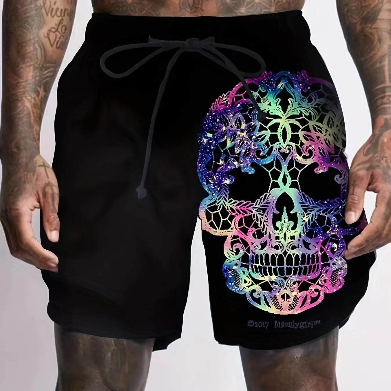 New 3D printed skull print men\'s sports leisure holiday travel personalized hip-hop cool shorts summer beach shorts S-5XL