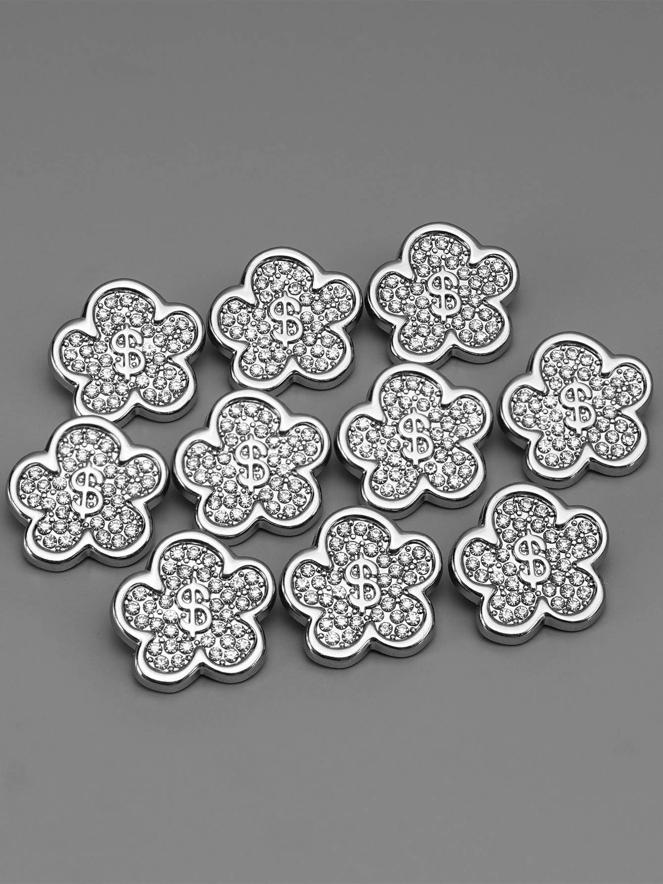 10 個 23 ミリメートルラウンドフラワーラインストーンシャンクボタン衣料用シャツコート靴バッグアクセサリー DIY 工芸品ボタン