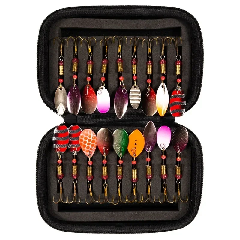 16Pcs Fishing Lures Spinners Baits Spoon Set with Tackle Bag Trout Bass Salmon Pike Walleye Fishing Tackle