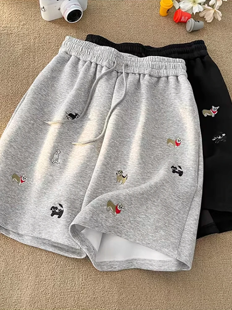 

Женские повседневные спортивные шорты больших размеров с широкими штанинами, скрывающие бедра, свободного кроя, А-силуэт, с высокой талией и эластичным поясом