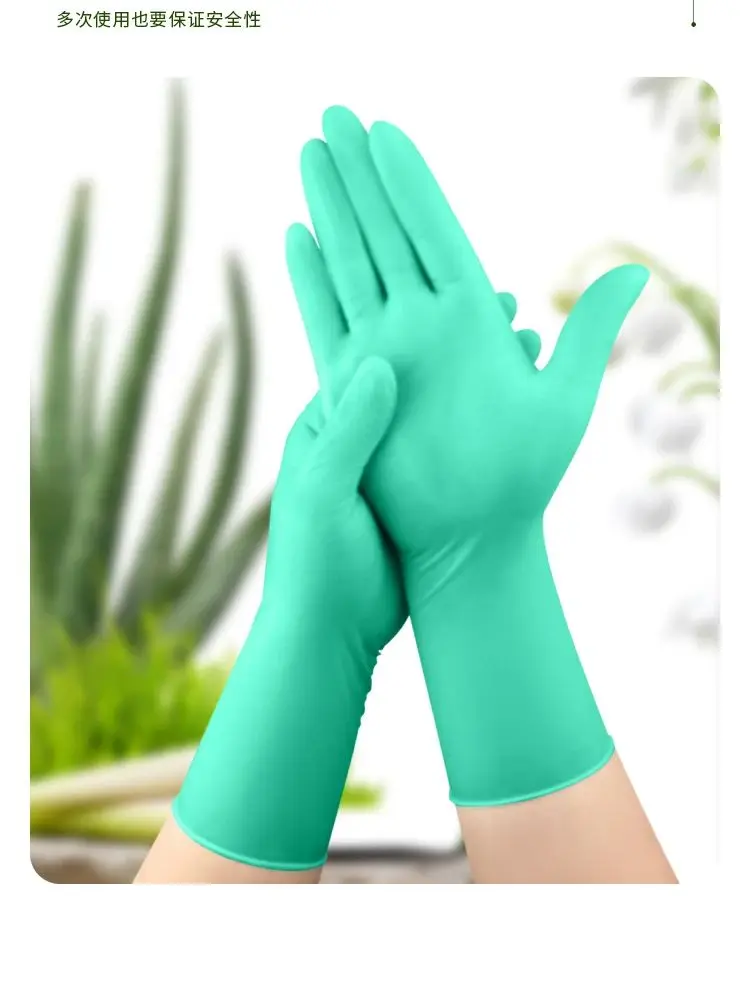 12 inch 30pcs green Disposable Powder Free Household Cleaning Gloves for Kitchen Gardening Working Beauty Nail Gloves