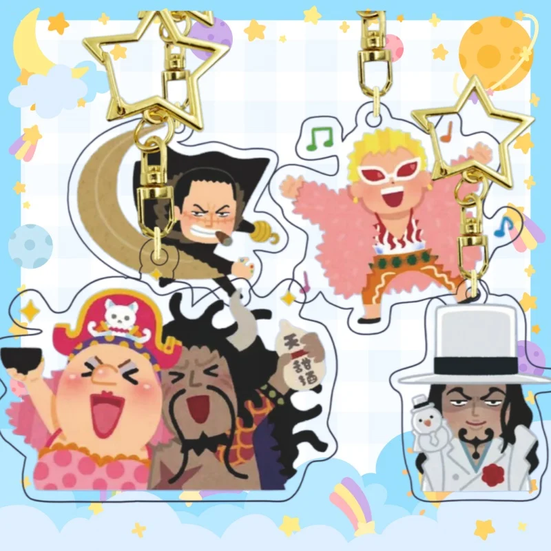 Chaveiro acrílico para uma peça senhor crocodilo donquixote doflamingo rob lucci anime tema personagem pingente criativo lindo presente