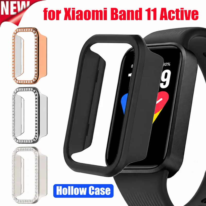 PC Protective Case for Xiaomi Band 11 Active Smart Watch Diamond Inlaid Protector Frame for Mi Band 11 Active Bumper Accessories