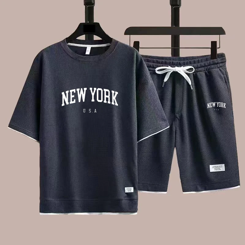 New York U.S.A t-shirt pantaloni corti tuta 2 pezzi uomo estate moda manica corta tuta Set pantaloncini donna Streetwear Tee Tops