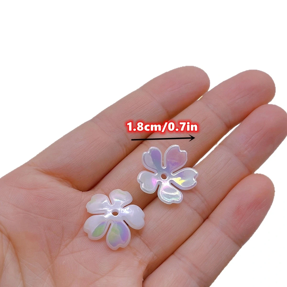 60pcs 18mm White Horseback UV Effect Colors Acrylic Cherry Blossom Beads For DIY Making Production, Beads & Bead Assortments