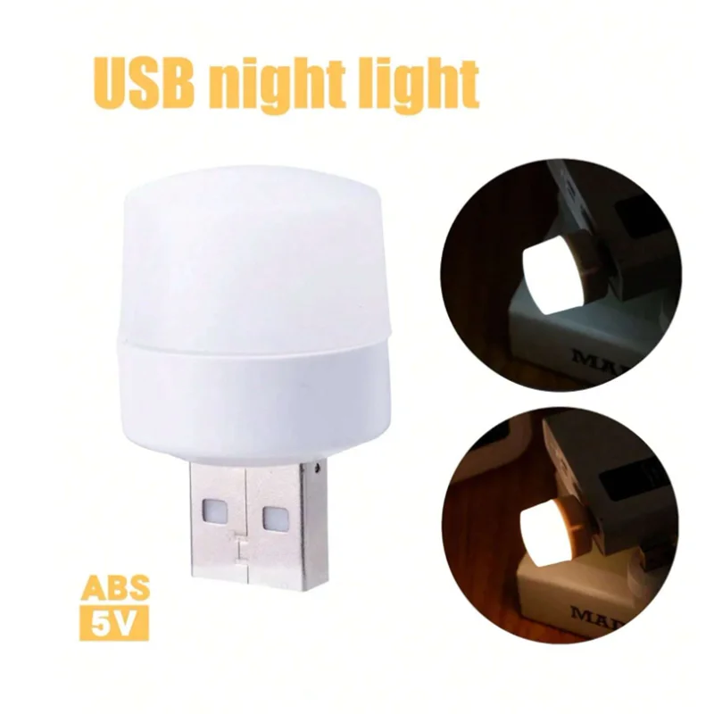 50PCSMini USB Plug Computer Mobile Power Charging LED Night Lamp Night Light Warm White Eye Protection Book Reading Light LT019