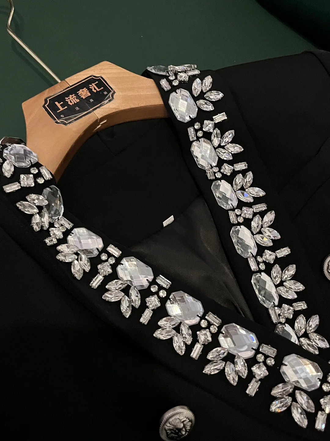 Ele Bla Slim Fit Coreano Sle Terno Feminino Pesado Embelezado Diamante A6452 Commute Vento Longo Sve Botão Duplo