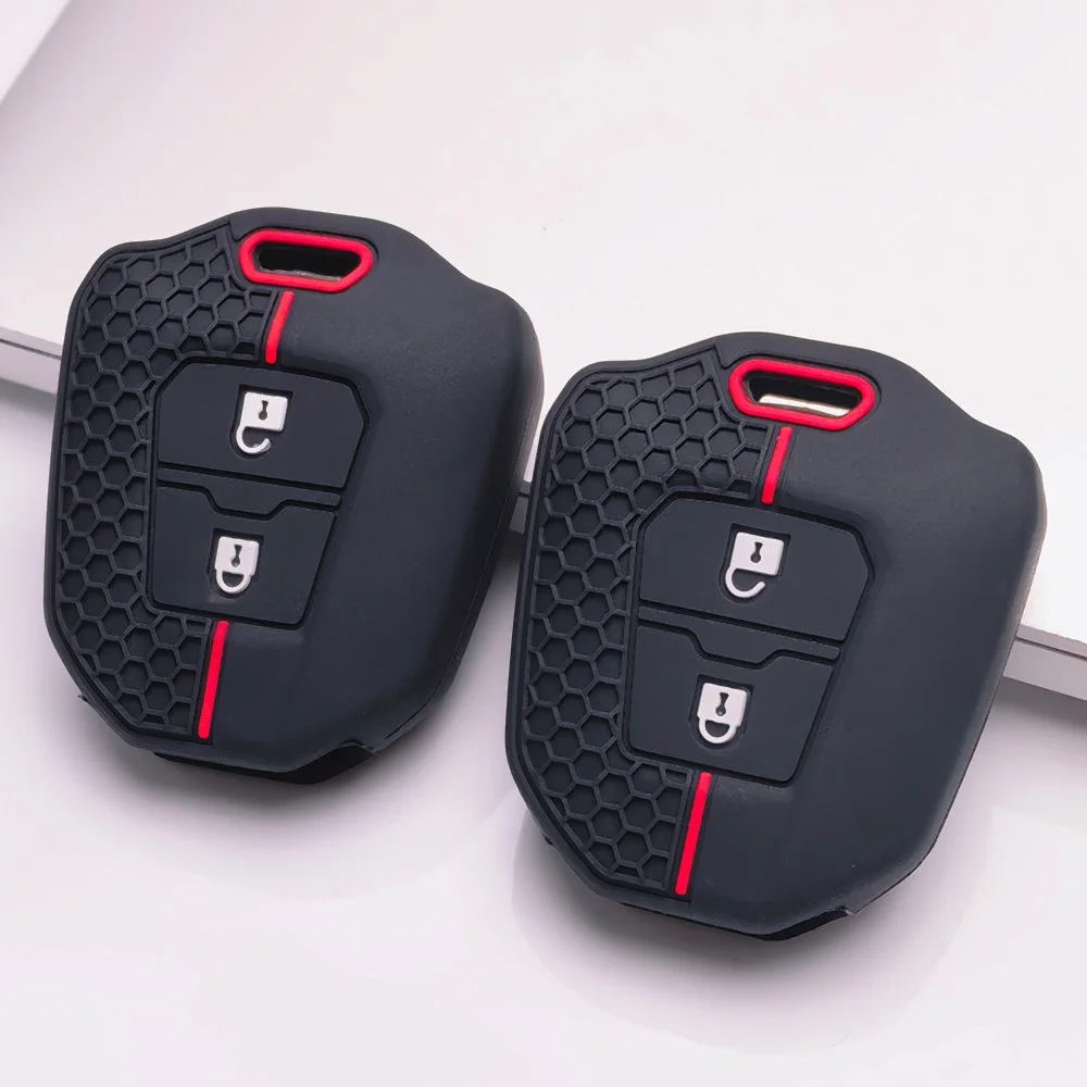 Soft Silicone Car Key Shell Cover for Ergonomic Honeycomb Color Stripe Key Fob Cover 2 Button Remote Key Protector Key Accessory