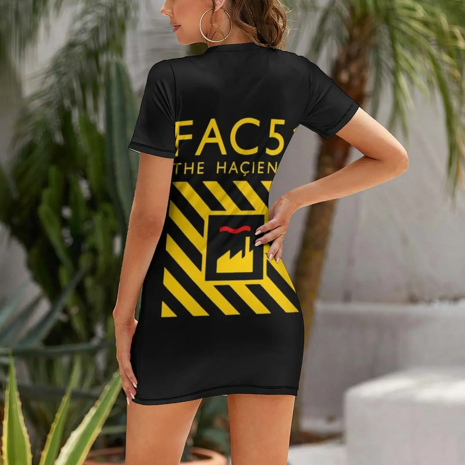 أفضل بائع - FAC51 The Hacienda Merchandise Essential تي شيرت فستان بأكمام قصيرة ملابس نسائية فستان كوري أنيق