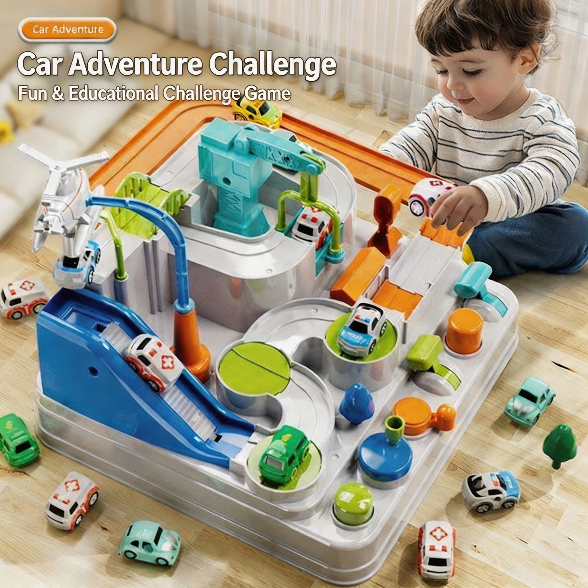 Racing track car model educational toy children's puzzle toy track adventure game brain mechanical interaction train animal - view 2